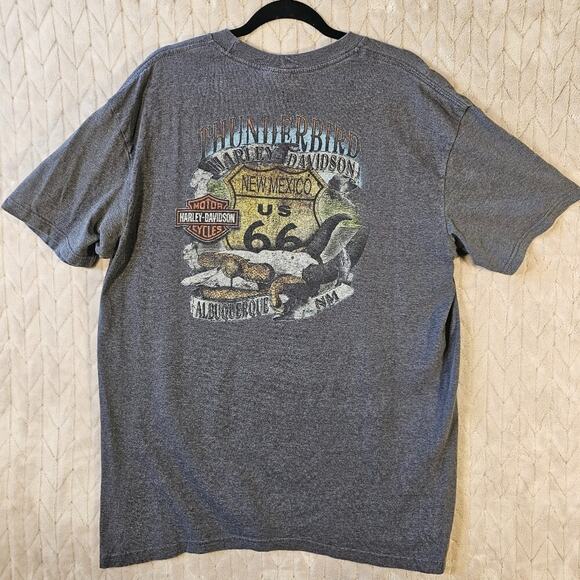 Harley Davidson Albuquerque NM Graphic Tee Mens XL Thunderbird Moto Biker Grunge - Picture 5 of 6